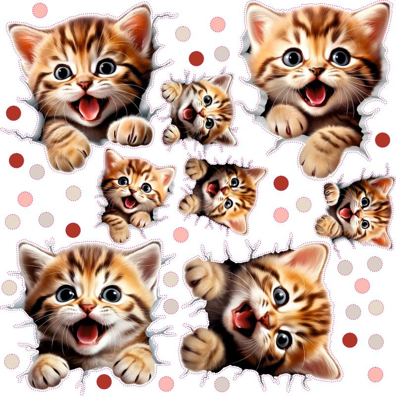 3D hatású cirmos cicás falmatrica | 8 + 24 db-os szett | 80 cm x 80 cm 3D hatású cirmos cicás falmatrica | 8 + 24 db-os szett | 80 cm x 80 cm