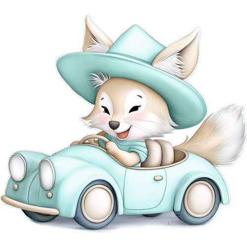 Farkas autót vezet gyerek falmatrica