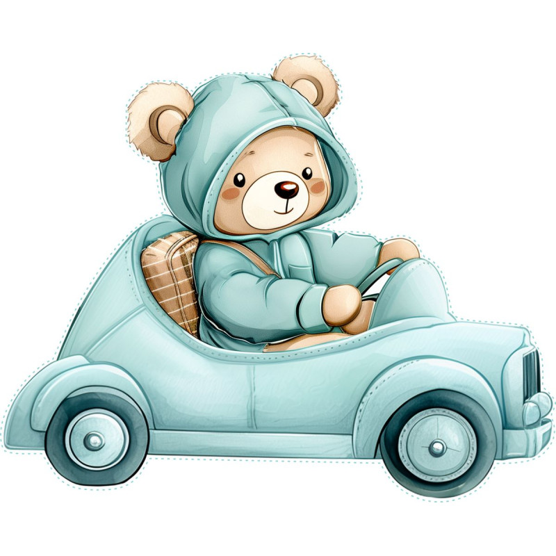 Maci autót vezet gyerek falmatrica Maci autót vezet gyerek falmatrica