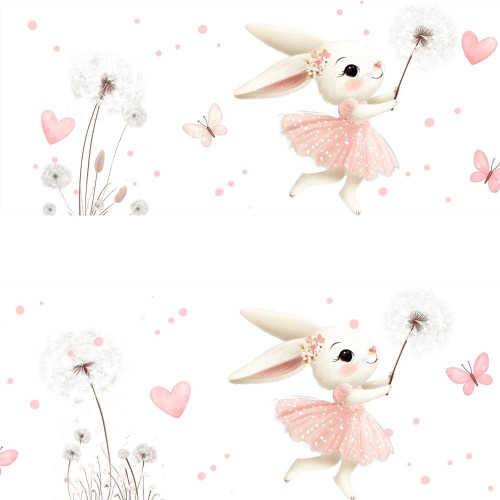 Nyuszi kislány öntapadós bordűr - fehér | 16 x 500 cm