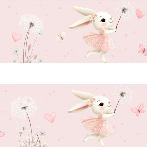 Nyuszi kislány öntapadós bordűr - rózsaszín | 16 x 500 cm