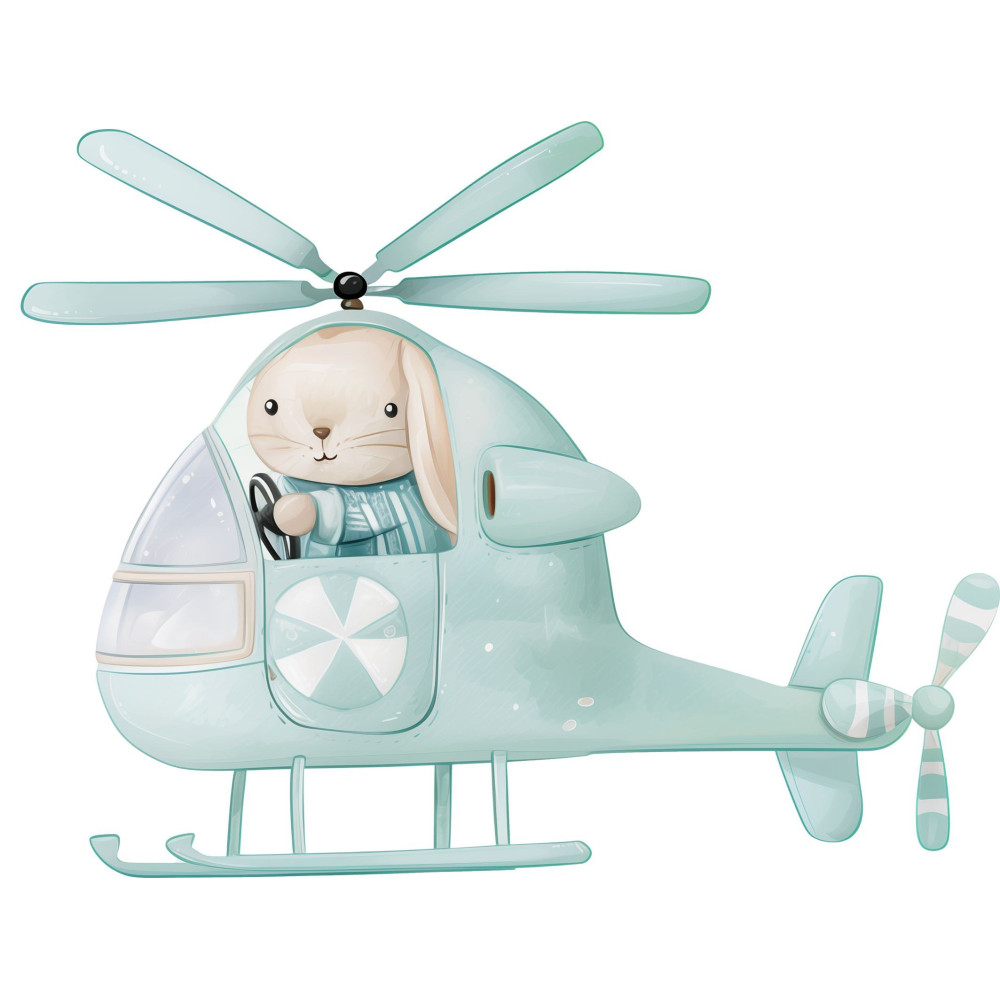 Helikopteres nyuszis falmatrica gyerekszobába