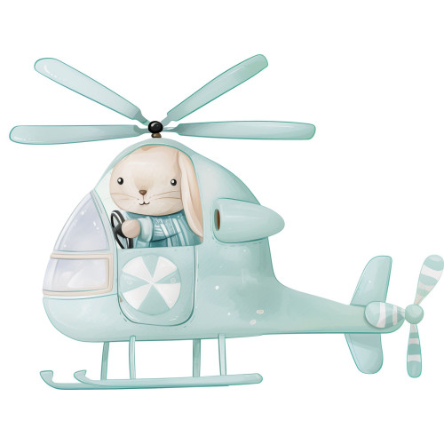 Helikopteres nyuszis falmatrica gyerekszobába