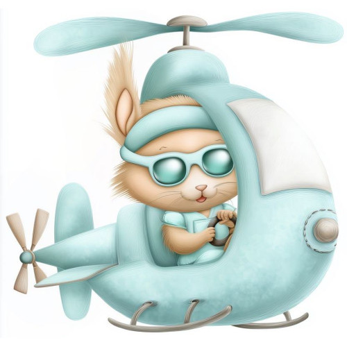 Mókus helikoptert vezet gyerek falmatrica