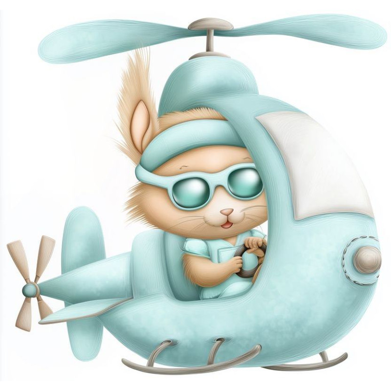 Mókus helikoptert vezet gyerek falmatrica