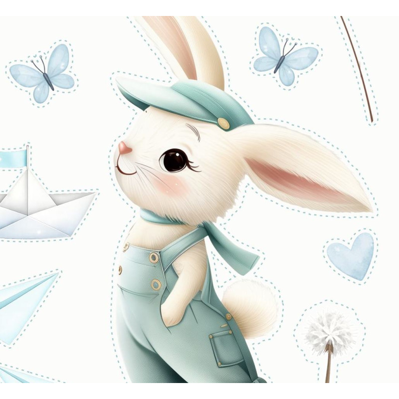 Nyuszi kisfiú gyerekszoba falmatrica, papírsárkány röptetés | 100 x 60 cm Nyuszi kisfiú gyerekszoba falmatrica, papírsárkány röptetés | 100 x 60 cm