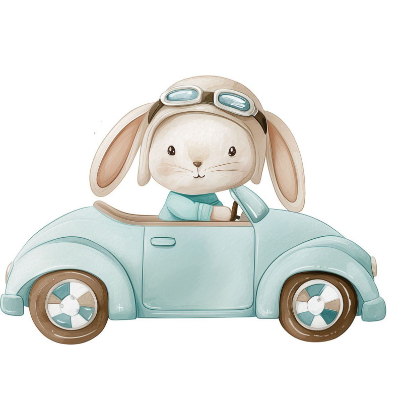 Nyuszis autós gyerek falmatrica Nyuszis autós gyerek falmatrica