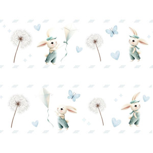 Nyuszi kisfiú papírrepcsis bordűr - fehér | 16 x 500 cm