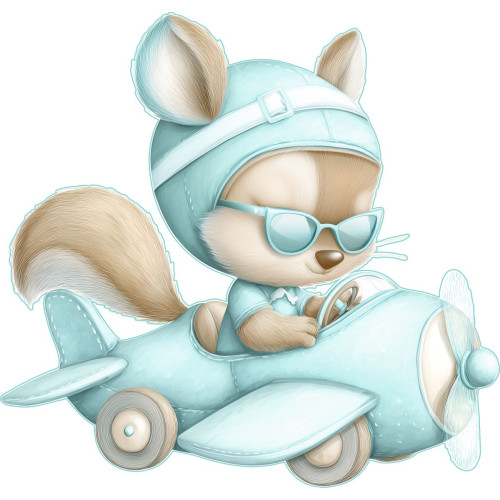 Mókus repülőgépen utazik gyerekszoba falmatrica Mókus repülőgépen utazik gyerekszoba falmatrica