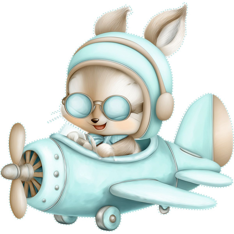 Mókus repülőgépet vezet gyerek falmatrica