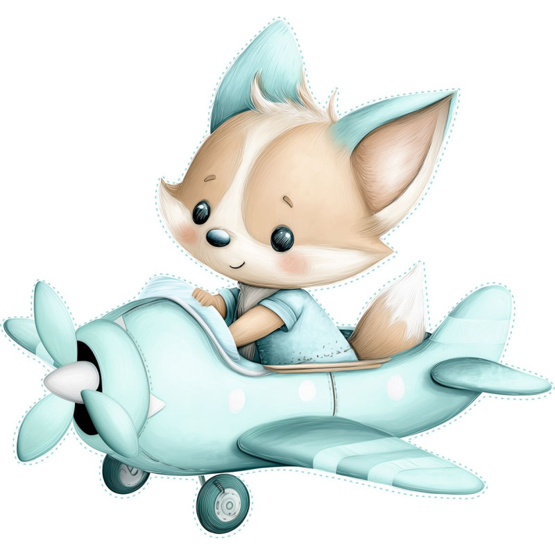 Róka repülőgépet vezet gyerek falmatrica Róka repülőgépet vezet gyerek falmatrica