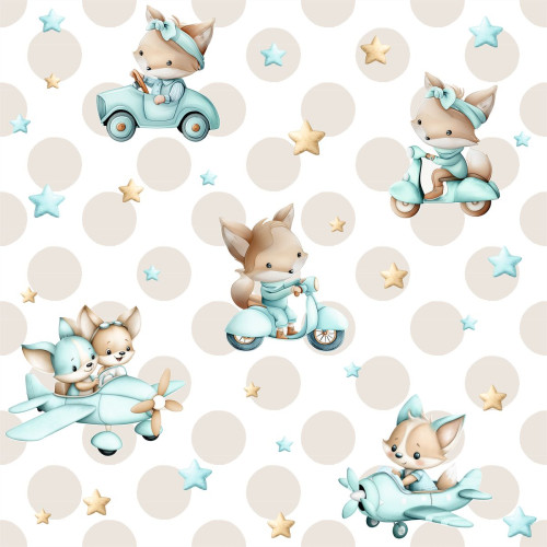 Róka állatos gyerek tapéta | 50 cm x 250 cm