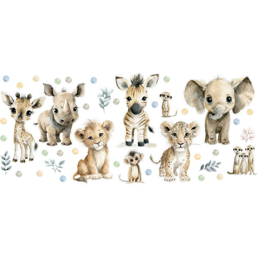 Szafari állatok falmatrica szett | 140 x 60 cm