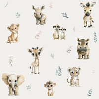 Szafari állatos gyerek tapéta, orosztlán, elefánt, tigris | 50 cm x 250 cm