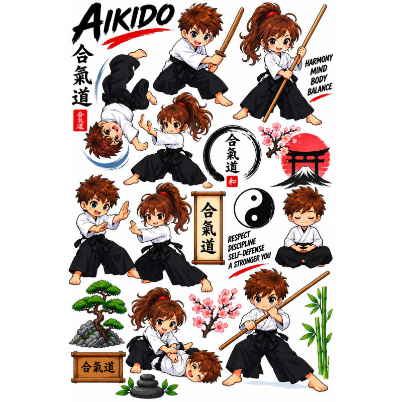 Aikido faldekoráció gyerekeknek – japán harcművészeti szett Aikido faldekoráció gyerekeknek – japán harcművészeti szett