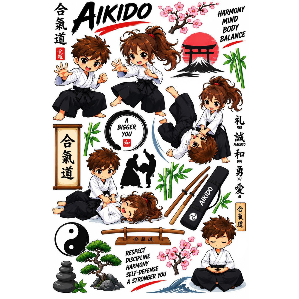 Aikido faldekoráció gyerekeknek – japán harcművészeti szett