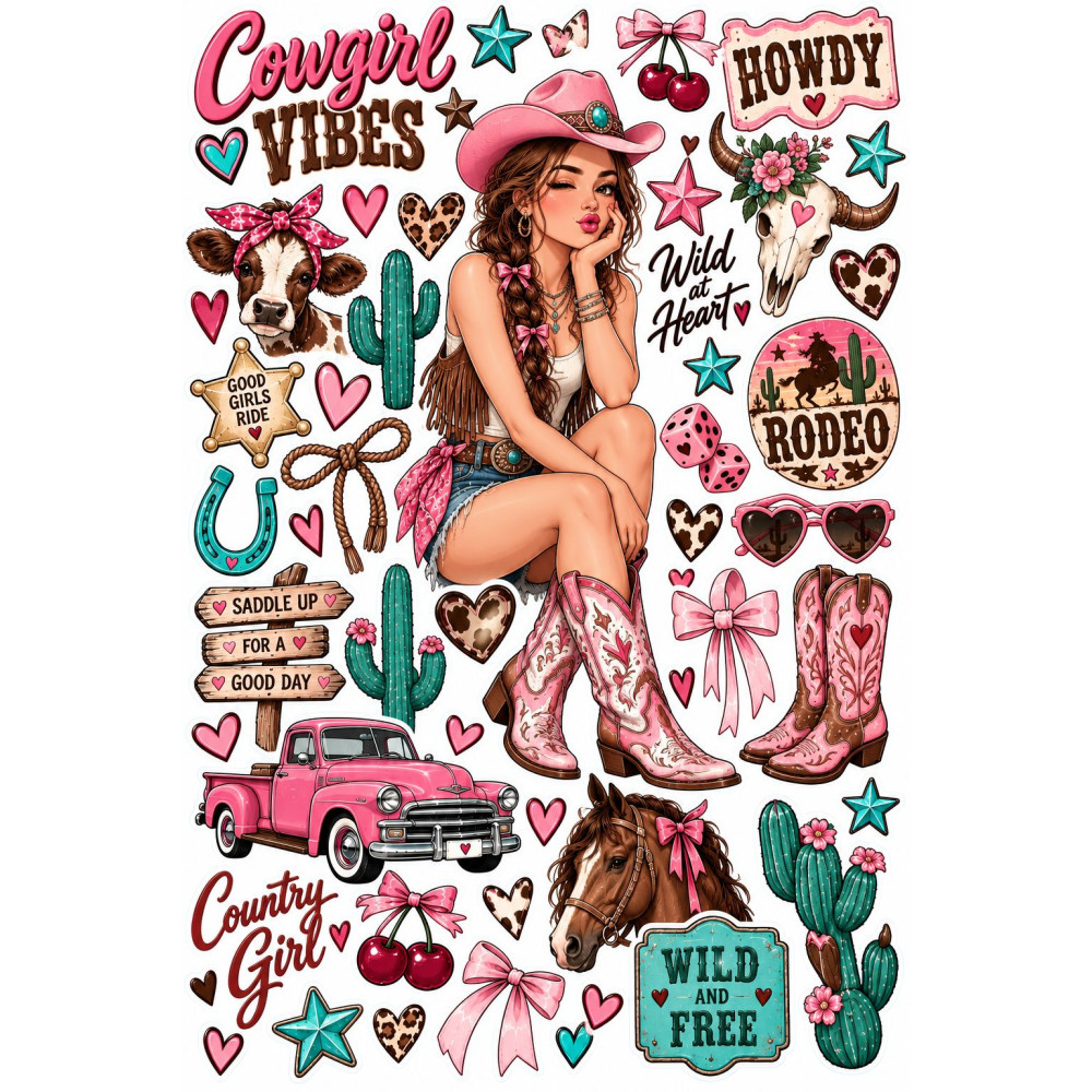 Cowgirl Vibes faldekoráció szett – pink western