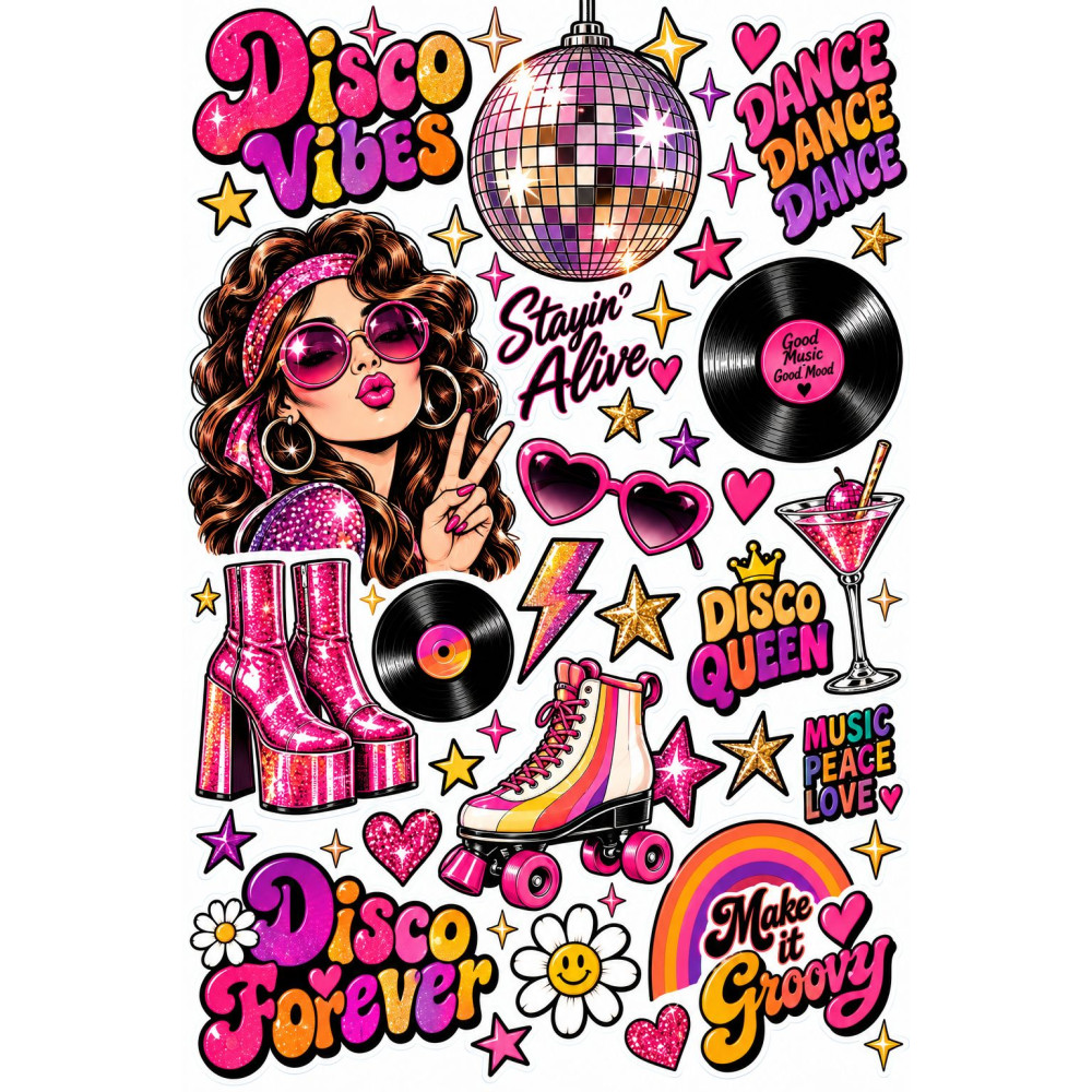 Disco retro faldekoráció szett – 70-es évek hangulata