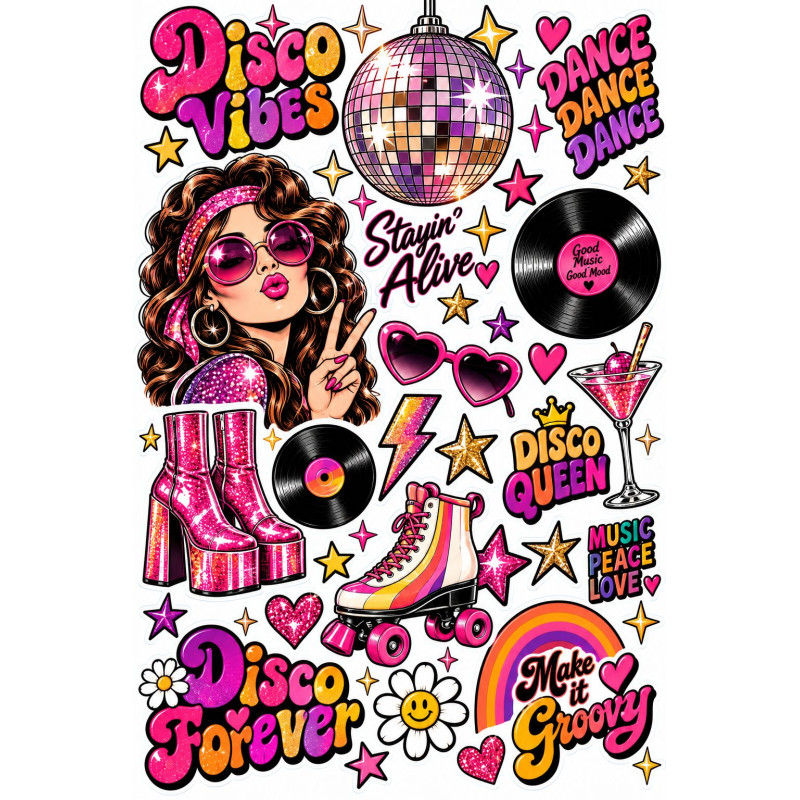 Disco retro faldekoráció szett – 70-es évek hangulata
