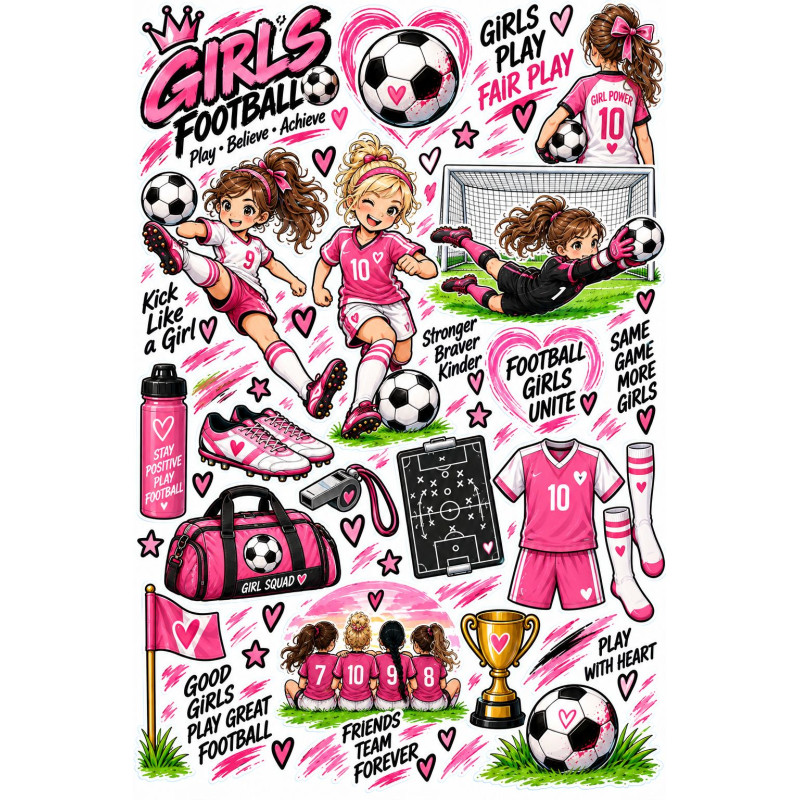Focis lány faldekoráció szett – pink Girls Football