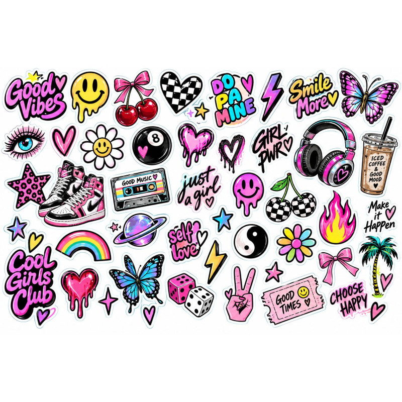 Good Vibes tini lány faldekoráció szett – pink és színes