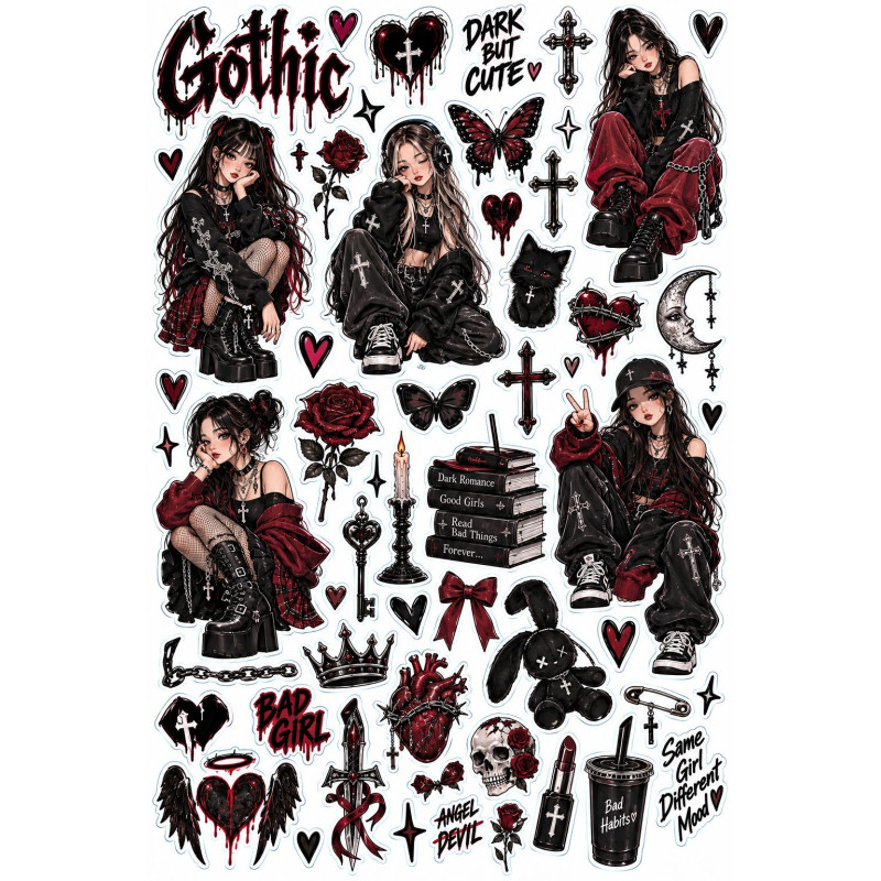 Gothic tini lány faldekoráció szett – bordó-fekete