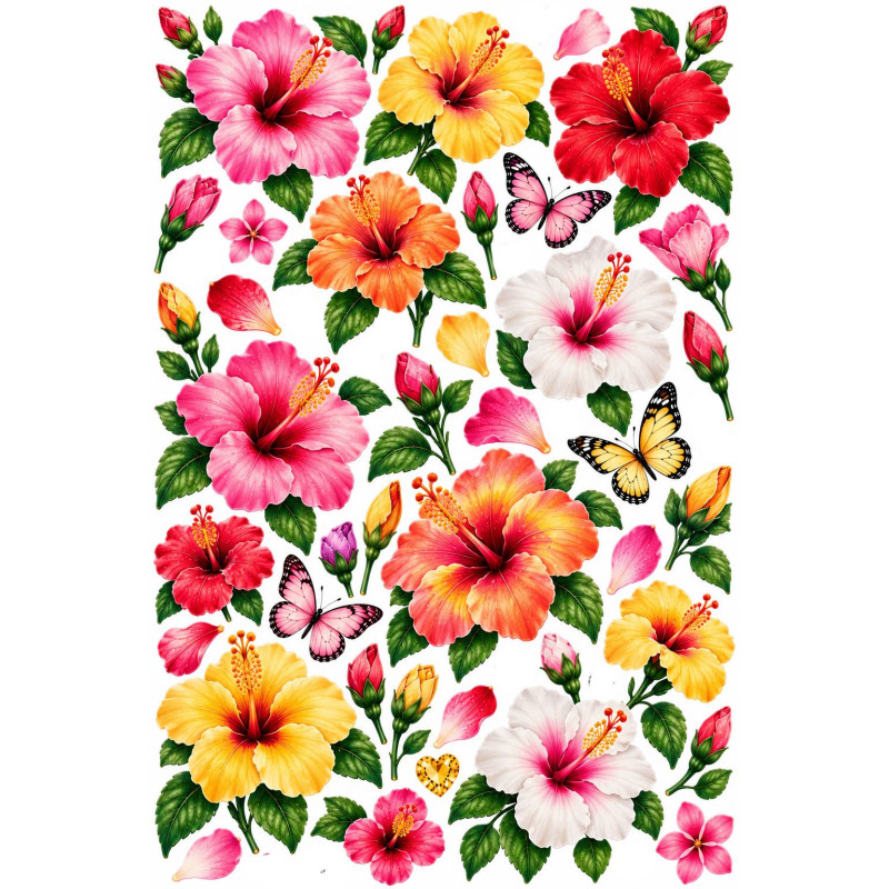 Hibiszkuszos faldekoráció szett – trópusi virágok