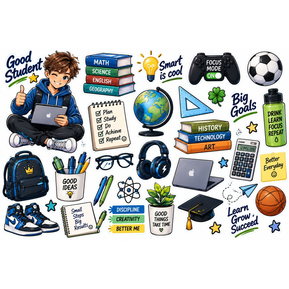 Iskolás fiú faldekoráció szett – Good Student Iskolás fiú faldekoráció szett – Good Student