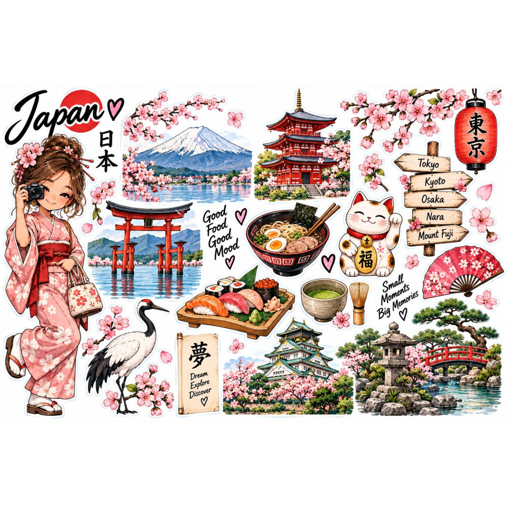 Japán utazós faldekoráció szett – Fuji, cseresznyevirág, Tokió Japán utazós faldekoráció szett – Fuji, cseresznyevirág, Tokió