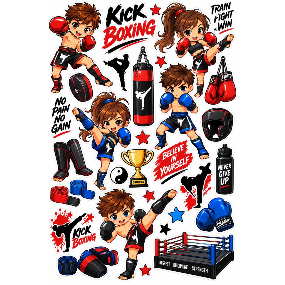Kick-box faldekoráció gyerekeknek – harcművészeti szett Kick-box faldekoráció gyerekeknek – harcművészeti szett