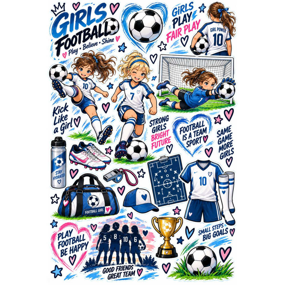 Lány focis faldekoráció szett – kék-fehér Girls Football