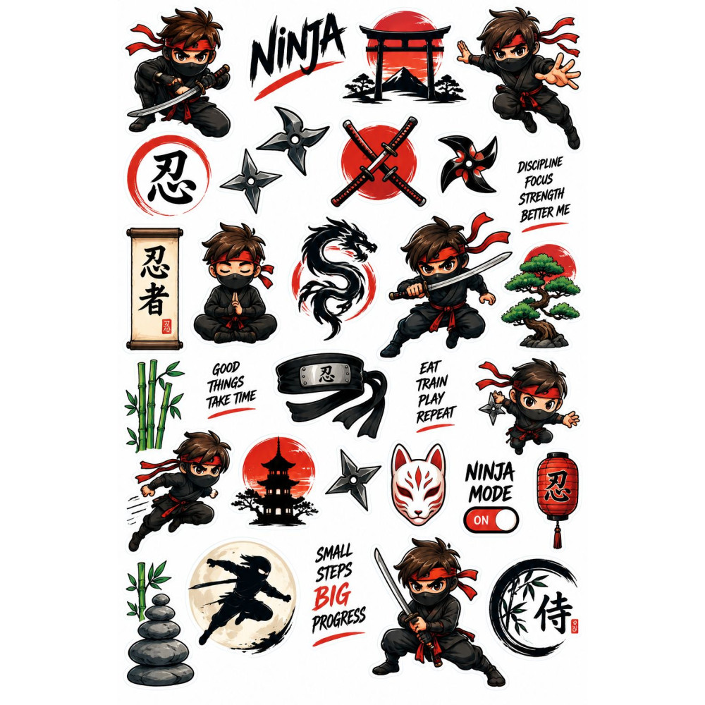 Ninja faldekoráció szett – japán harcos mintákkal