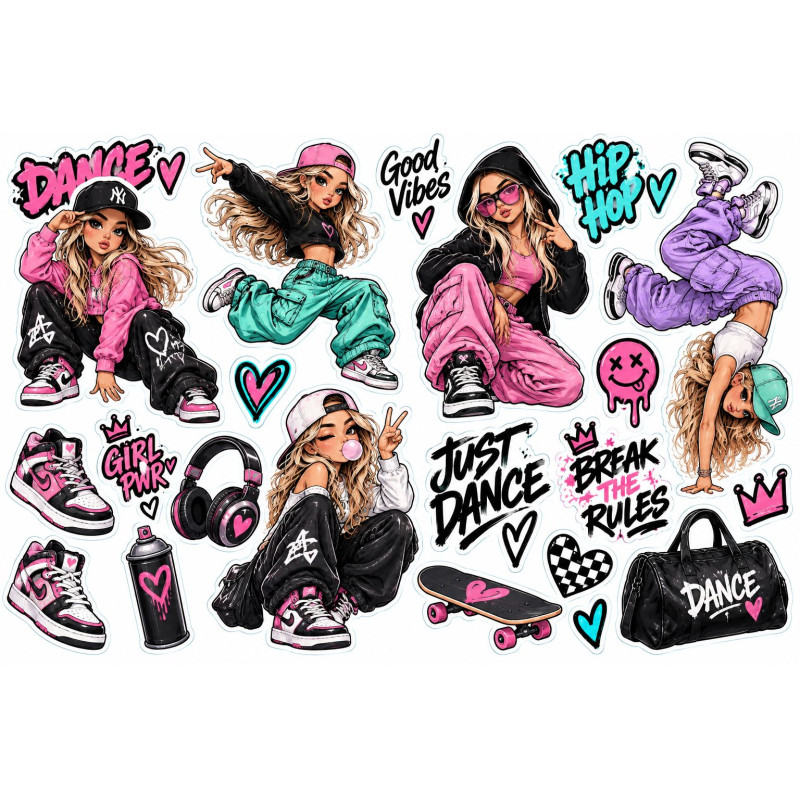 Skater Girl faldekoráció szett – neon graffiti Good Vibes Skater Girl faldekoráció szett – neon graffiti Good Vibes