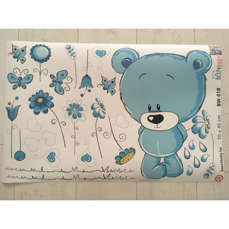 Maci kék virágokkal | 30 db-os szett | 70 cm x 45 cm-től