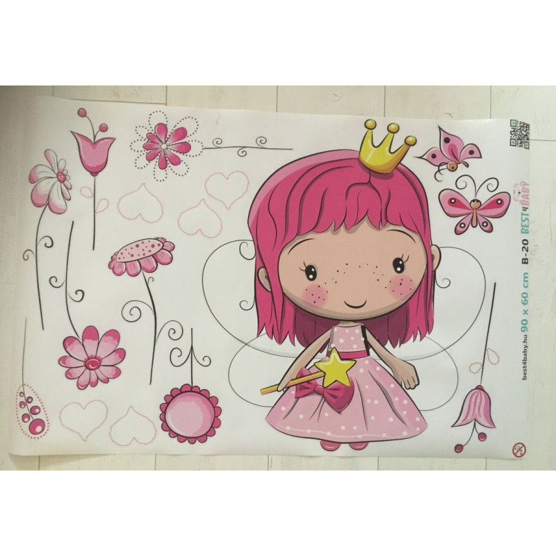 Királylány falmatrica, pink | 16 db-os szett | 70 cm x 45 cm-től