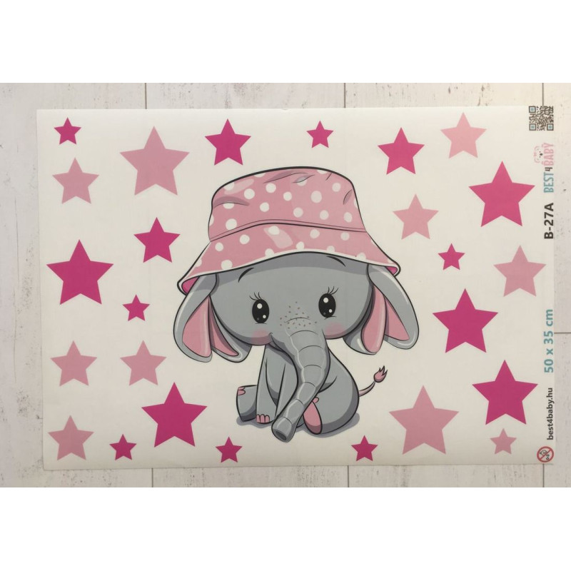 Elefánt kislány sapkában faldekoráció | 26 db-os szett | 70 cm x 45 cm-től