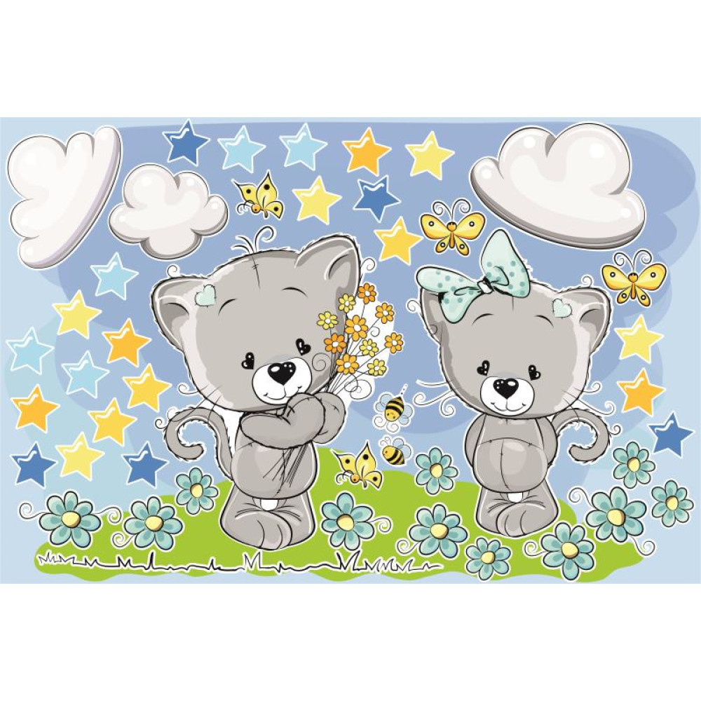Cicás kisfiú szoba falmatrica | 45 db-os szett | 70 cm x 45 cm-től
