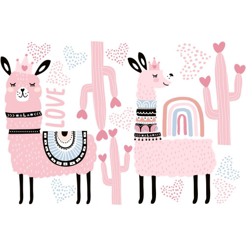 Láma falmatrica, rózsaszín | 17 db-os szett | 70 cm x 45 cm-től