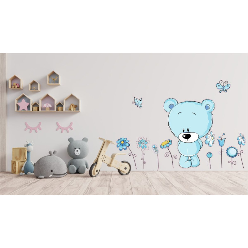 Maci kék virágokkal | 30 db-os szett | 70 cm x 45 cm-től