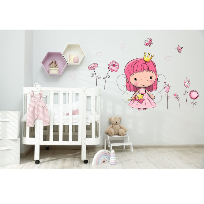 Királylány falmatrica, pink | 16 db-os szett | 70 cm x 45 cm-től