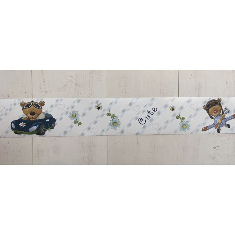 Kék autós, repcsis macis bordűr | 500 cm x 10 cm