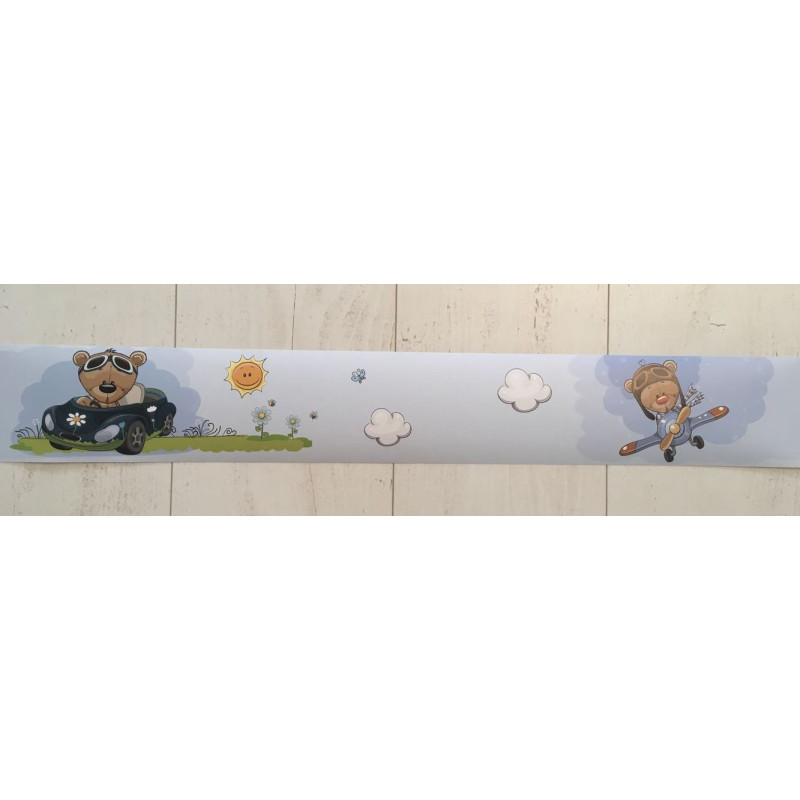 Kék autós macis bordűr | 500 cm x 10 cm