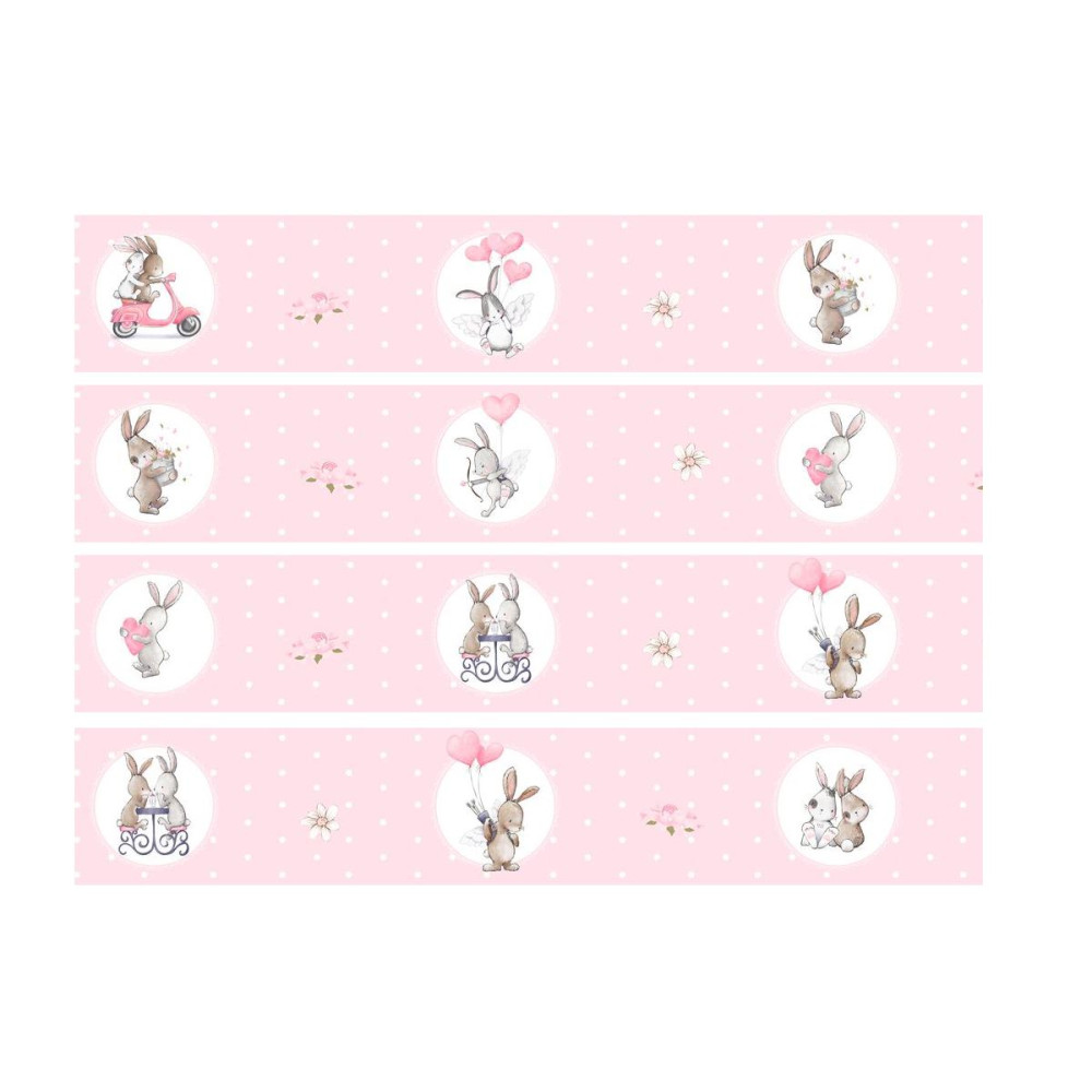 Bunny Love prémium bordűr, rózsaszín, pöttyös | 500 cm x 14 cm
