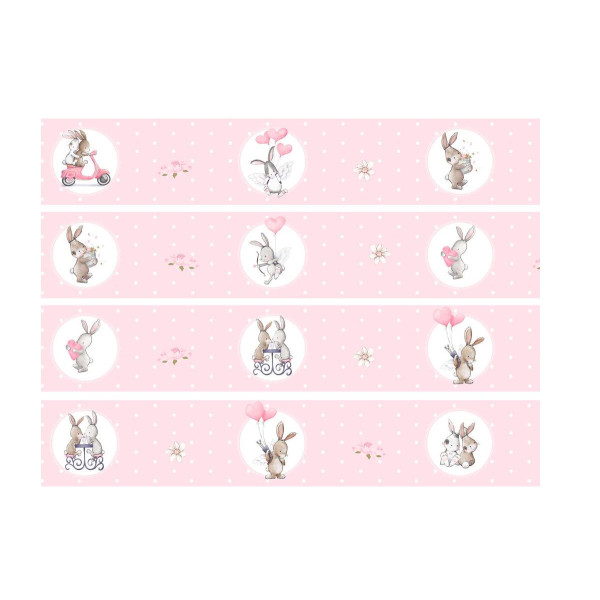 Bunny Love prémium bordűr, rózsaszín, pöttyös | 500 cm x 14 cm