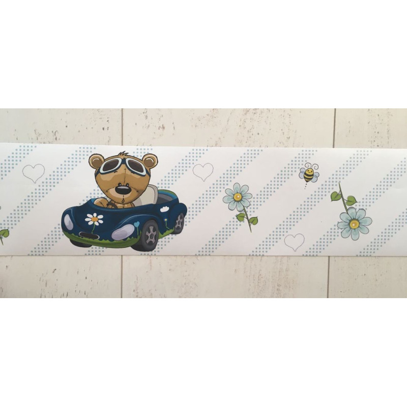 Kék autós, repcsis macis bordűr | 500 cm x 10 cm