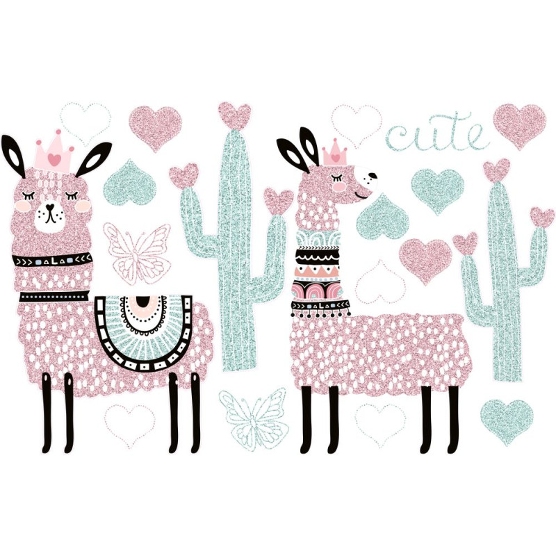 Lámás kaktuszos csillámos falmatrica | 19 db-os szett | 70 cm x 45 cm-től Lámás kaktuszos csillámos falmatrica | 19 db-os szett | 70 cm x 45 cm-től