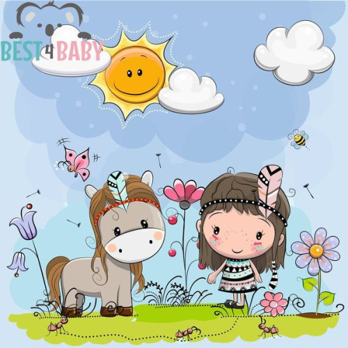 Indián kislány és lova poszter | 75 cm x 75 cm-től