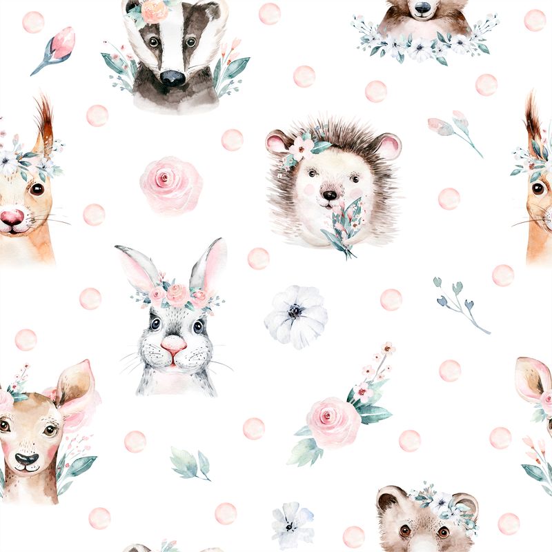 Watercolor forrest animals prémium tapéta | 50 cm x 250 cm