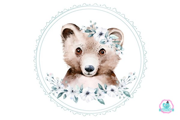 "Watercolor forrest animals" Barna medve falmatrica | 50 cm x 50 cm-től