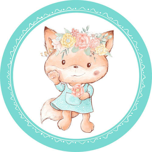 Friends andamp; Peace Róka kislány falmatrica, menta kör formájú | 50 cm x 50 cm-től